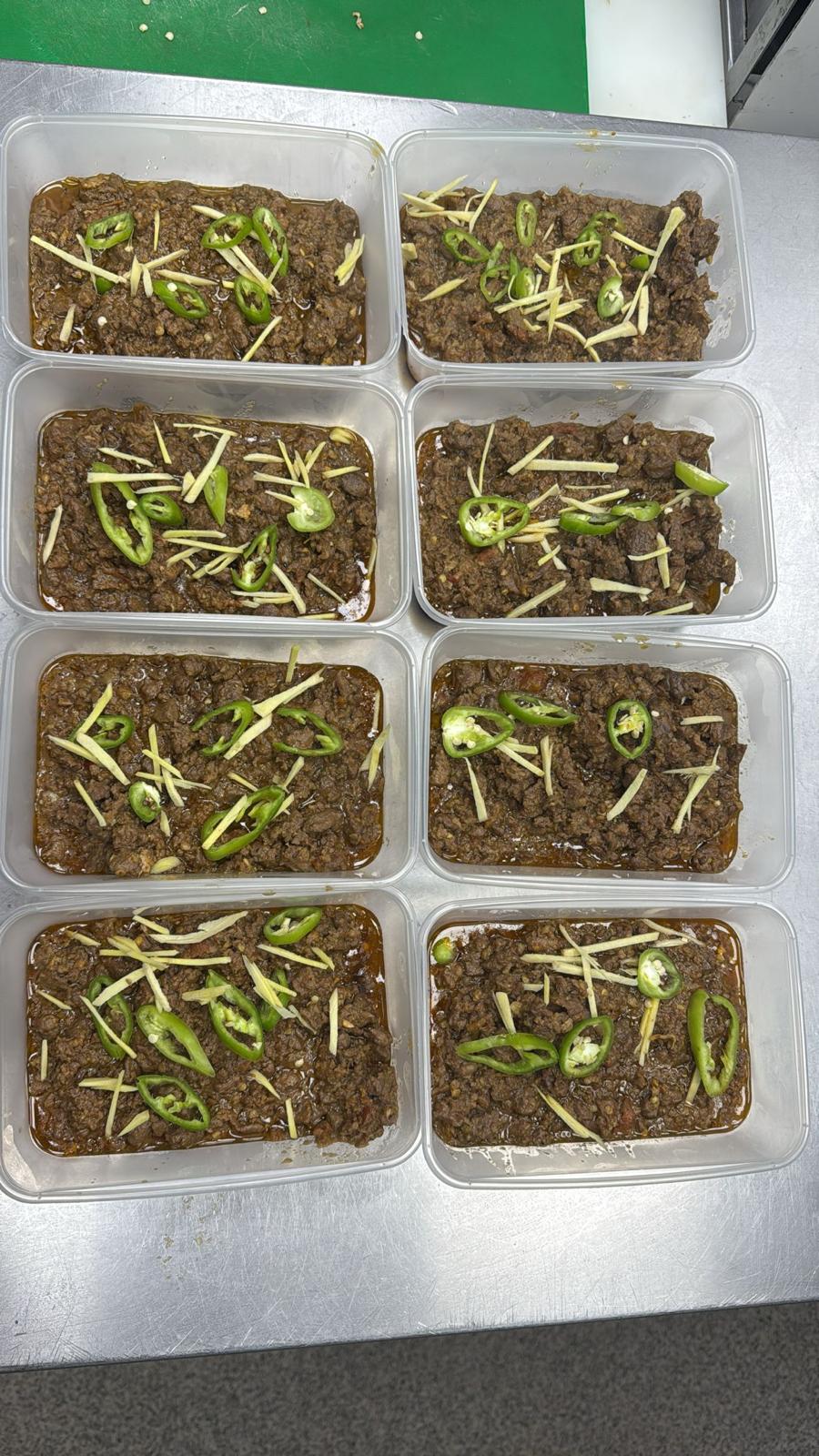 Keema prepared for takeaway